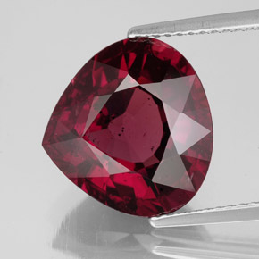 Granate rodolita rojo natural de 8,50 ct, en forma de pera, VS-SI
