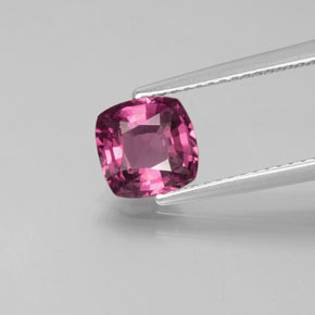 Granate rodolita rojo natural de 1,65 ct, corte cojín, VS