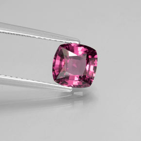 Granate rodolita rojo natural de 1,65 ct, corte cojín, VS