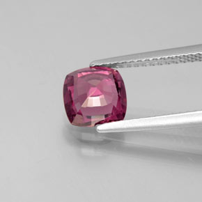 Granate rodolita rojo natural de 1,65 ct, corte cojín, VS