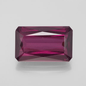 Granate rodolita Rojo frambuesa natural de 10.91 ct, corte esmeralda, VS