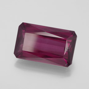Granate rodolita Rojo frambuesa natural de 10.91 ct, corte esmeralda, VS