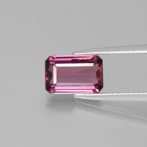 Granate rodolita rojo natural de 2,22 ct, corte esmeralda, VVS