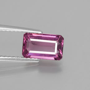 Granate rodolita rojo natural de 1,49 ct, corte esmeralda, VS