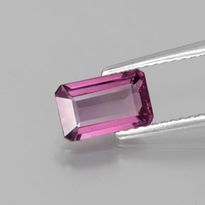Granate rodolita rojo natural de 1,49 ct, corte esmeralda, VS