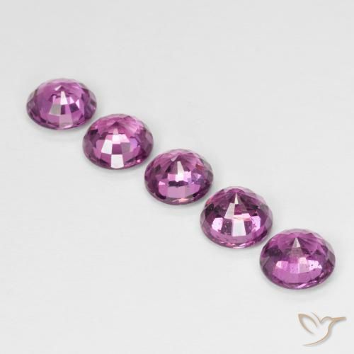 Gemas de Granate rodolita Púrpura rosado natural de 3.41 ct, Redondo, VS