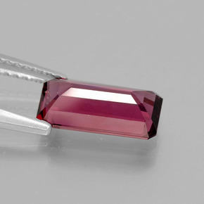 Granate rodolita rojo natural de 2,32 ct, corte esmeralda, VVS-VS