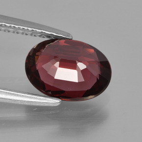 Granate rodolita rojo natural de 1,54 ct, corte óvalo, VS