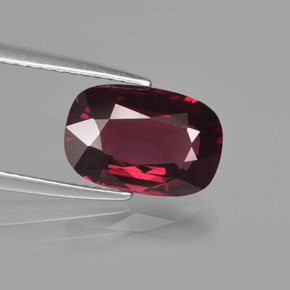 Granate rodolita rojo natural de 3,17 ct, corte cojín, VVS-VS