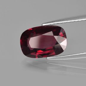 Granate rodolita rojo natural de 3,17 ct, corte cojín, VVS-VS