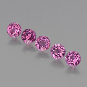 Gemas de granate rodolita rojo natural de 1,85 ct, corte redondo, VS