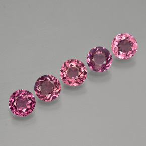 Gemas de granate rodolita rojo natural de 2,69 ct, corte redondo, VVS-VS