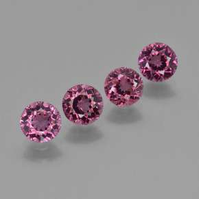 Gemas de Granate rodolita Púrpura oscuro medio natural de 2.43 ct, Corte Redondo, VS