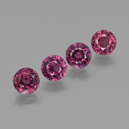 Gemas de Granate rodolita Púrpura medio natural de 2.72 ct, Corte Redondo, VVS-VS