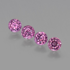 Gemas de granate rodolita rojo natural de 1,40 ct, corte redondo, VS