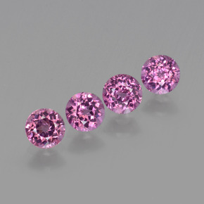 Gemas de granate rodolita rojo natural de 1,40 ct, corte redondo, VS