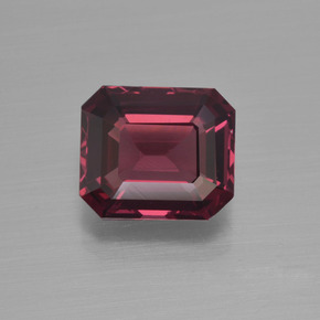 Granate rodolita rojo natural de 2,98 ct, corte esmeralda, VVS-VS