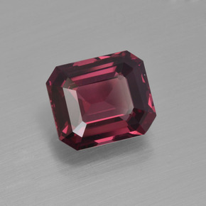 Granate rodolita rojo natural de 2,98 ct, corte esmeralda, VVS-VS