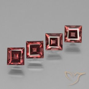 Gemas de Granate rodolita Rojo merlot natural de 3.18 ct, Cuadrado, VS