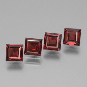 Gemas de granate rodolita rojo natural de 3,05 ct, cuadrado, VS