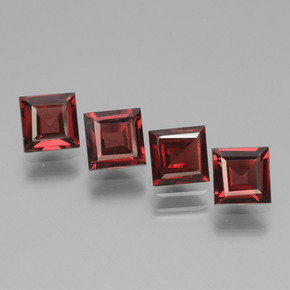 Gemas de granate rodolita rojo natural de 3,05 ct, cuadrado, VS
