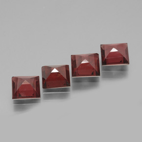 Gemas de granate rodolita rojo natural de 3,05 ct, cuadrado, VS