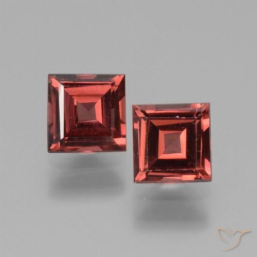 1.58ctw Natural Rojo ladrillo intenso Granate rodolita, Cuadrado, VS