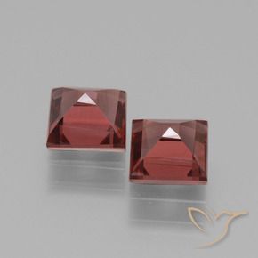 Gemas de Granate rodolita Rojo ladrillo intenso natural de 1.58 ct, Cuadrado, VS