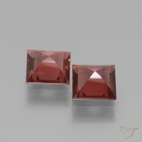 Gemas de Granate rodolita Rojo medio natural de 1.36 ct, Cuadrado, VS