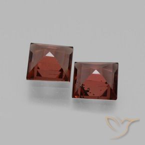 Gemas de Granate rodolita Rojo oscuro natural de 1.31 ct, Cuadrado, VS