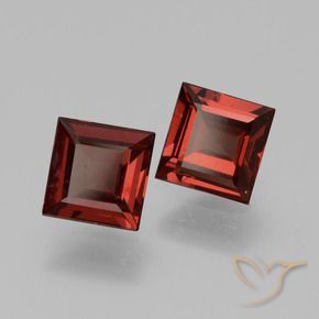 Gemas de Granate rodolita Rojo medio natural de 1.39 ct, Cuadrado, VS