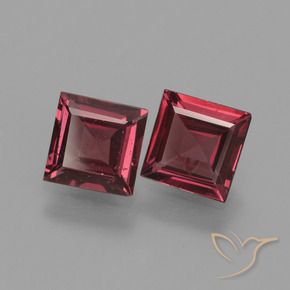 Gemas de Granate rodolita Rojo oscuro medio natural de 1.36 ct, Cuadrado, VS