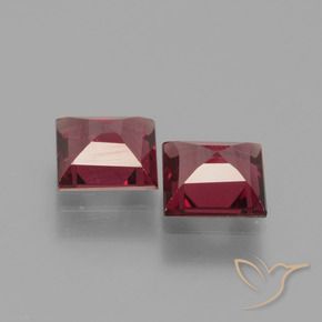 Gemas de Granate rodolita Rojo oscuro medio natural de 1.36 ct, Cuadrado, VS