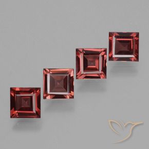 Gemas de Granate rodolita Rojo oscuro medio natural de 2.96 ct, Cuadrado, VS