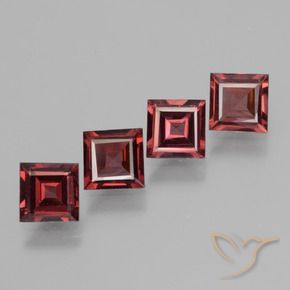 Gemas de Granate rodolita Rojo oscuro natural de 2.55 ct, Cuadrado, VS