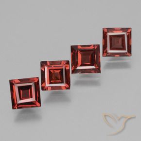 Gemas de Granate rodolita Rojo escarlata intenso natural de 2.89 ct, Cuadrado, VS