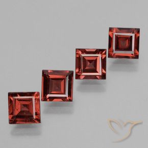 Gemas de Granate rodolita Rojo medio natural de 3.14 ct, Cuadrado, VS