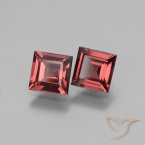 Gemas de Granate rodolita Rojo medio natural de 1.39 ct, Cuadrado, VS