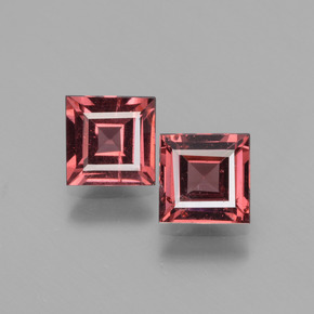 Gemas de granate rodolita rojo natural de 1,44 ct, cuadrado, VS