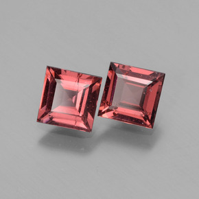 Gemas de granate rodolita rojo natural de 1,44 ct, cuadrado, VS