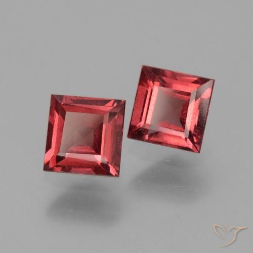 Gemas de Granate rodolita Rojo rosado natural de 1.38 ct, Cuadrado, VS