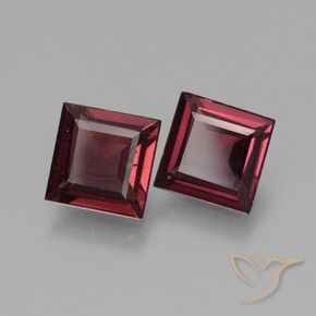 Gemas de Granate rodolita Rojo oscuro natural de 1.35 ct, Cuadrado, VS