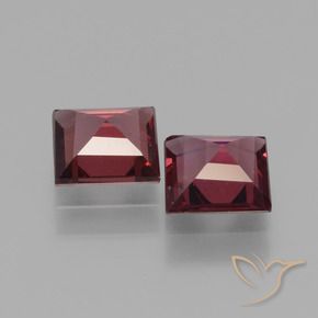 Gemas de Granate rodolita Rojo oscuro natural de 1.35 ct, Cuadrado, VS