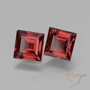 Gemas de Granate rodolita Rojo sangre intenso natural de 1.49 ct, Cuadrado, VS
