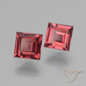 Gemas de Granate rodolita Rojo medio natural de 1.39 ct, Cuadrado, VS