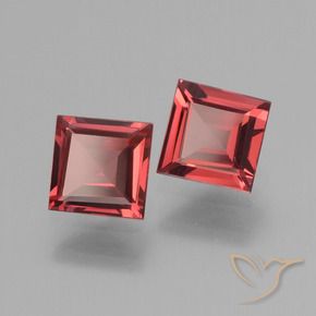 Gemas de Granate rodolita Rojo escarlata natural de 1.42 ct, Cuadrado, VVS-VS
