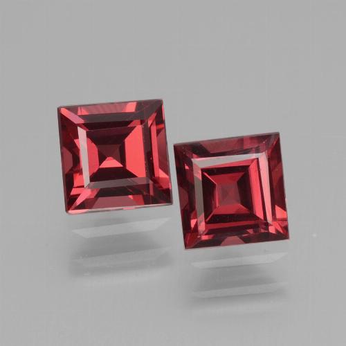 Gemas de granate rodolita rojo natural de 1,57 ct, cuadrado, VS