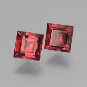 Gemas de granate rodolita rojo natural de 1,57 ct, cuadrado, VS