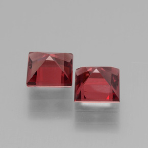 Gemas de granate rodolita rojo natural de 1,57 ct, cuadrado, VS