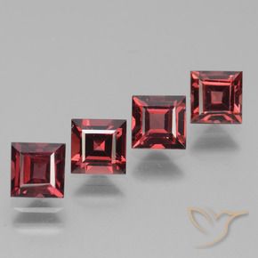 Gemas de Granate rodolita Rojo oscuro natural de 3.02 ct, Cuadrado, VS
